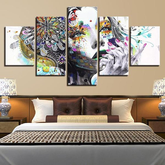 Psychedelic Girl With Flower Canvas Wall Art Bedroom