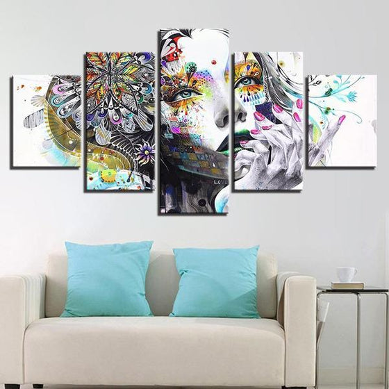 Psychedelic Girl With Flower Canvas Wall Art
