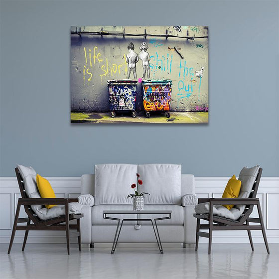 Art Life Is Short Chill The Duck Out By Banksy Canvas Print Wall Art