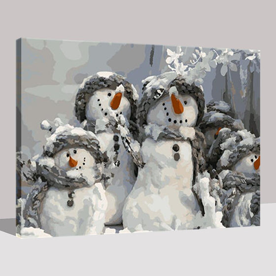 Cutie Snowman Family - DIY Painting by Numbers Kit