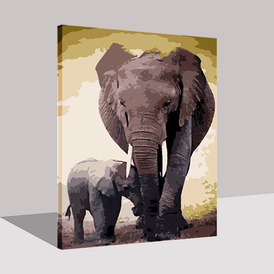 Elephant Mother And Son - DIY Painting by Numbers Kit