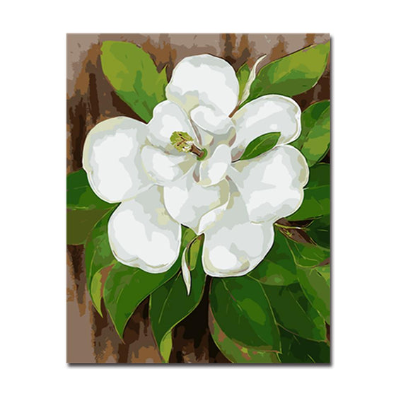 White Camellia Flower - DIY Painting by Numbers Kit