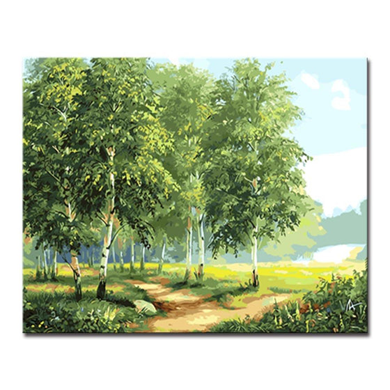 Forest Road Tree Scenery - DIY Painting by Numbers Kit
