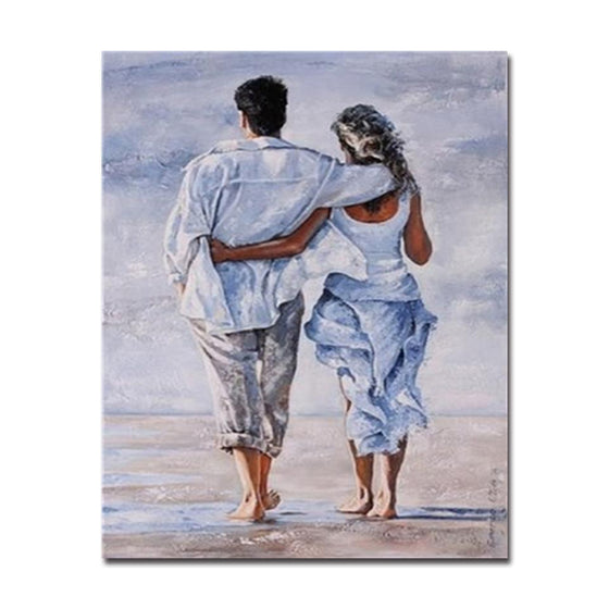 Couples Walking By The Seashore - DIY Painting by Numbers Kit