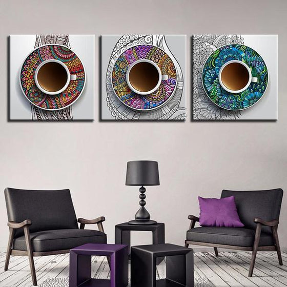 Abstract Coffee Cups Canvas Wall Art Decor