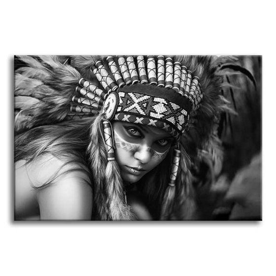 Black And White Indian Woman Wall Art