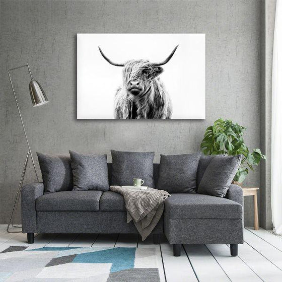 Black & White Highland Cow Canvas Wall Art Ideas