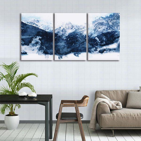 Blue Mountains 3 Panels Abstract Canvas Wall Art Decor