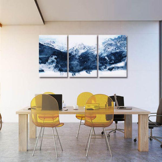Blue Mountains 3 Panels Abstract Canvas Wall Art Dining Room