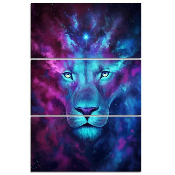 Bright Pastel Colored Lion Wall Art Canvas