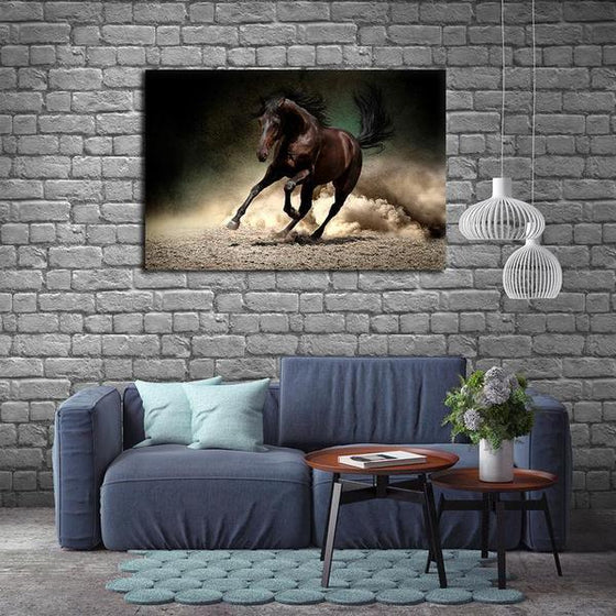 Brown Galloping Horse Canvas Wall Art Decor