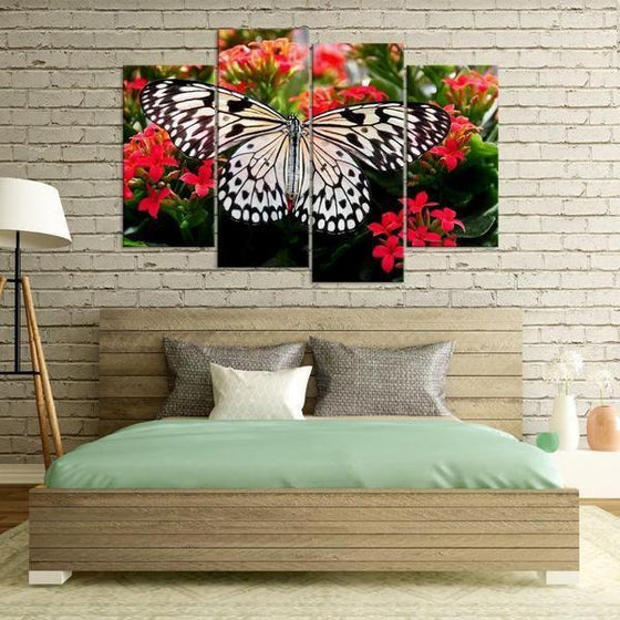 Butterfly On Flowers Canvas Wall Art Bedroom