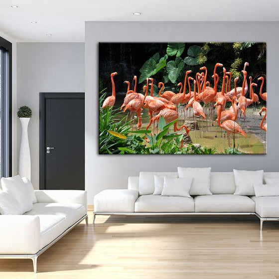 Caribbean Pink Flamingos Canvas Wall Art Living Room