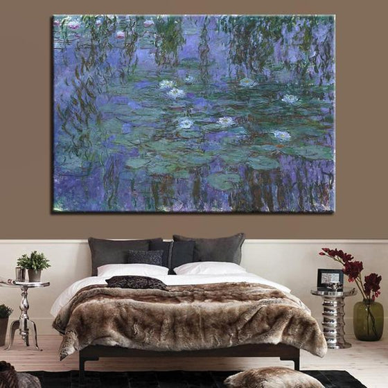Blue Water Lilies by Claude Monet Canvas Wall Art Bedroom