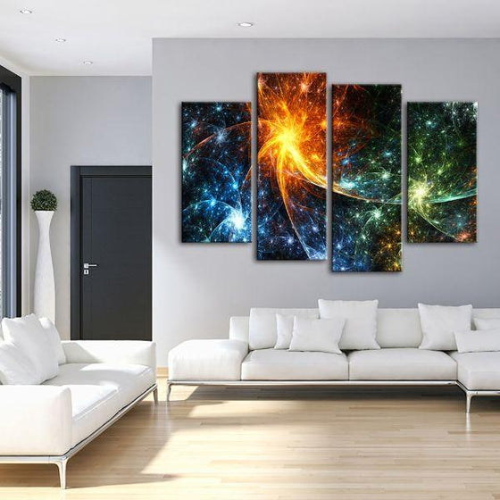 Cluster Of Colorful Stars 4-Panel Canvas Wall Art Living Room