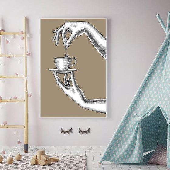 Coffee Cup And Spoon Canvas Wall Art Living Room