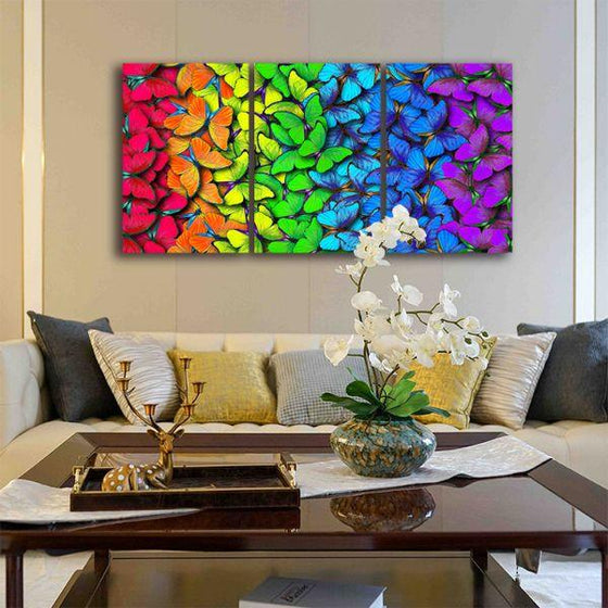 Colorful Butterflies 3 Panels Canvas Wall Art Living Room