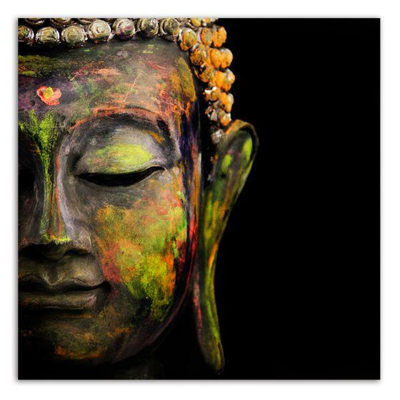 Colorful Face Of Buddha Canvas Wall Art