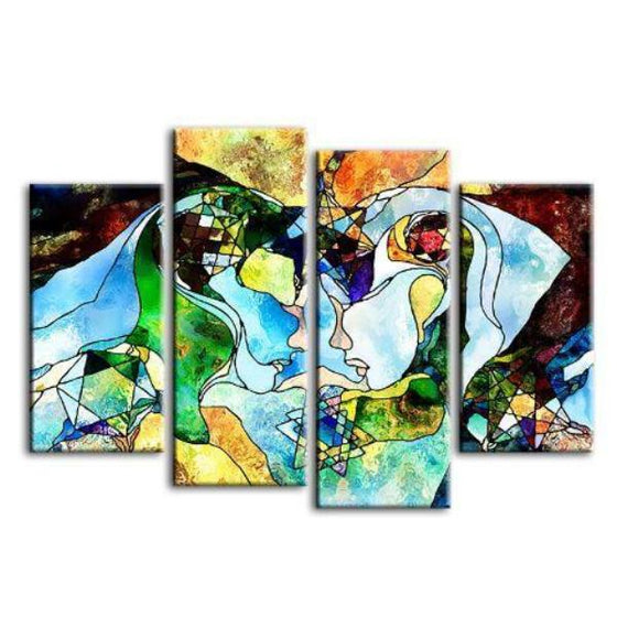 Colorful Geometric Figures 4-Panel Canvas Wall Art