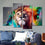 Colorful Lion Wall Art Canvas