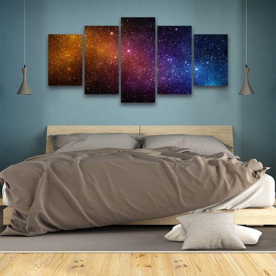 Starry Night Sky 5 Panels Canvas Wall Art Bedroom