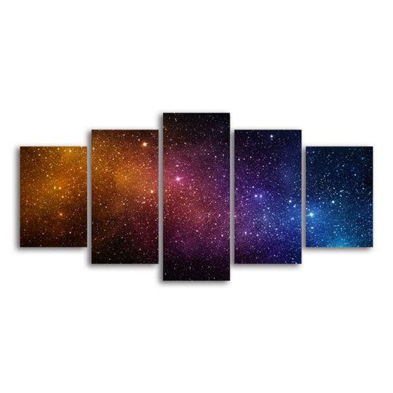 Starry Night Sky 5 Panels Canvas Wall Art