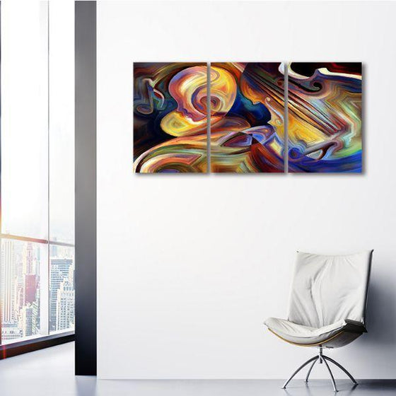 Colorful Music 3 Panels Abstract Canvas Wall Art Print