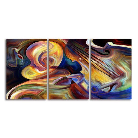 Colorful Music 3 Panels Abstract Canvas Wall Art