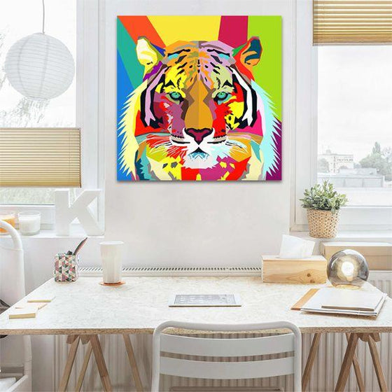 Colorful Tiger Contemporary Canvas Wall Art Office