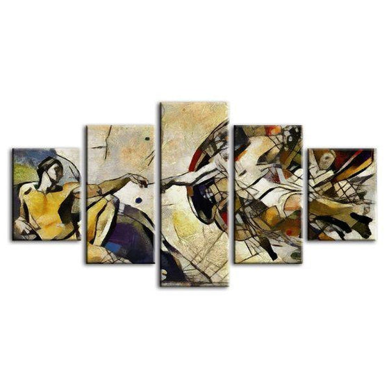 Creation Of Adam Cubism 5 Panels Canvas Wall Art