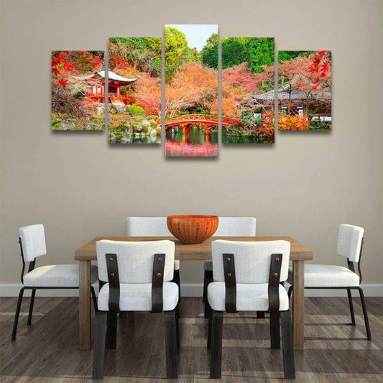 Daigoji Temple In Autumn 5 Panels Canvas Wall Art Dining Room