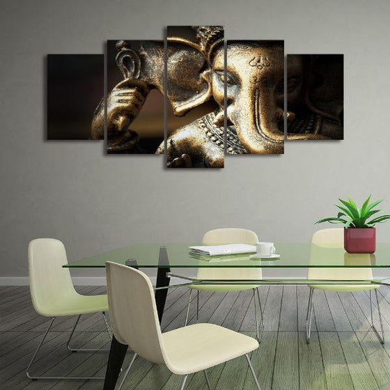 Deity Of Good Fortune: Ganesha Canvas Wall Art Dining Room