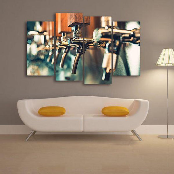 Colorful Beer Taps 4 Panels Canvas Wall Art Decor