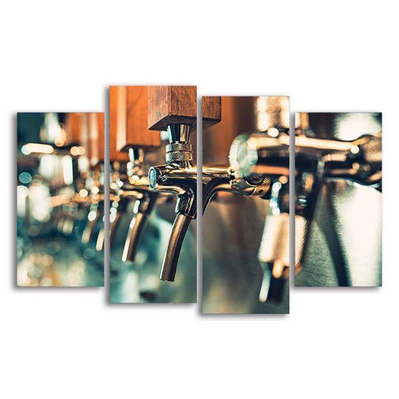Colorful Beer Taps 4 Panels Canvas Wall Art