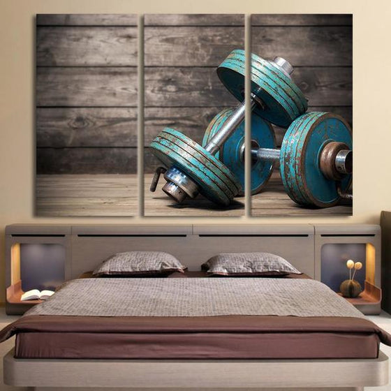 Blue Dumbbells Fitness Bodybuilding Canvas Wall Art Bedroom