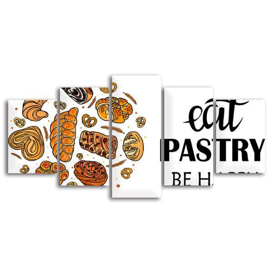Eat Pastry Quote 5 Panels Canvas Wall Art
