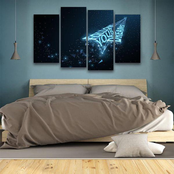 Follow Your Dreams 4 Panels Canvas Wall Art Bedroom