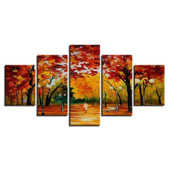 Autumn Trees At The Park Canvas Wall Art