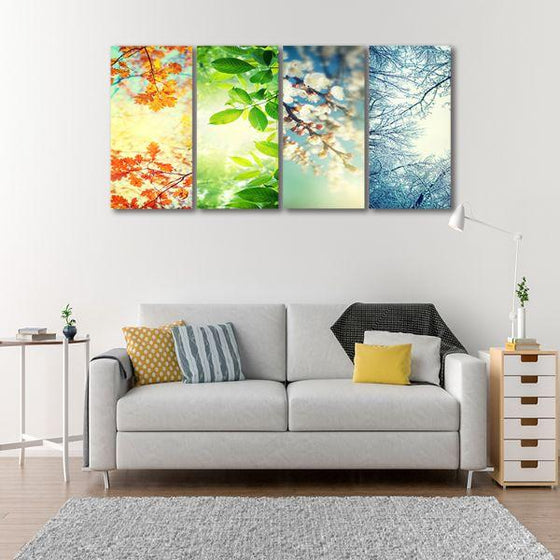 Four Seasons Collage 4 Panels Canvas Wall Art Print