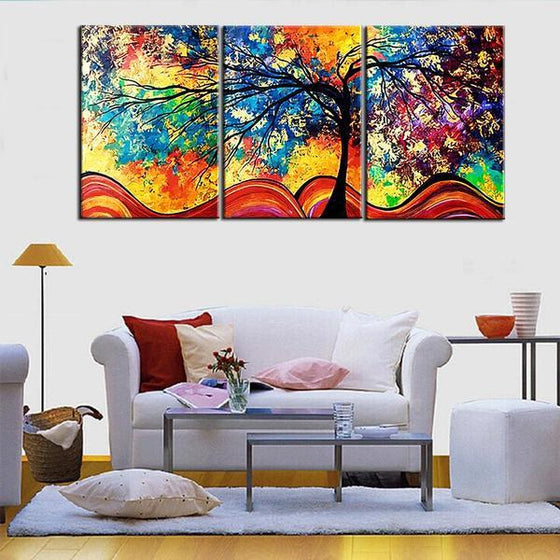 Color Abstract Life Trees Canvas Wall Art