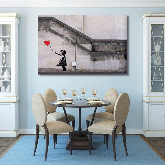 Girl With Balloon By Banksy Canvas Wall Art Dining Room