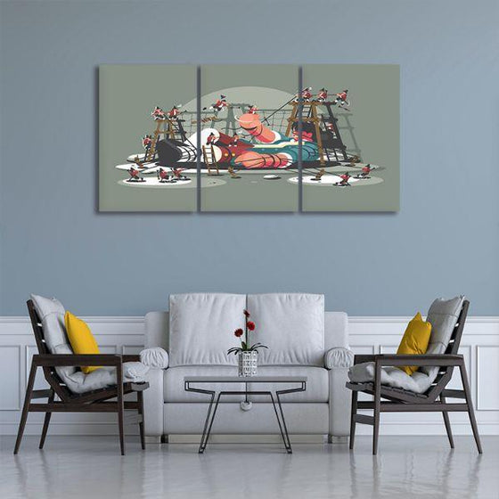 Gulliver Bound By Ropes 3 Panels Canvas Wall Art Living Room