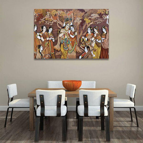 Hindu Gods Krishna & Radha Canvas Wall Art Dining Room