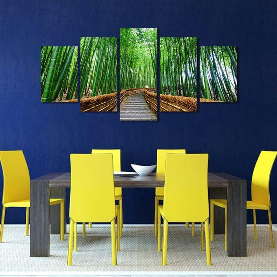Japan Bamboo Park 5 Panels Canvas Wall Art Dining Room