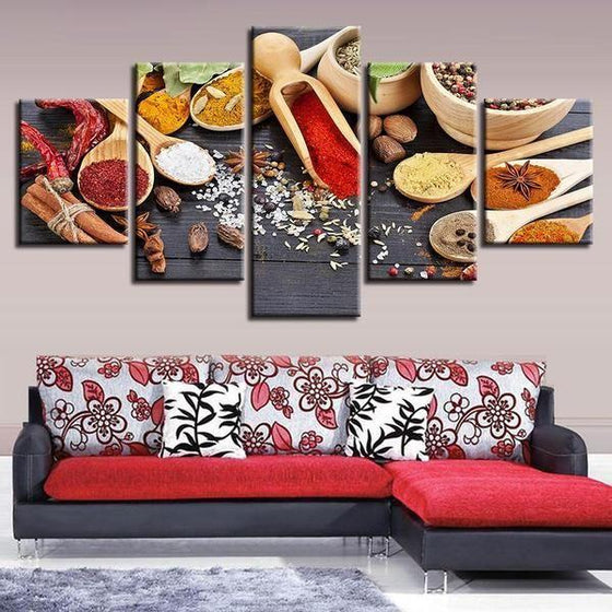 Different Types Of Spices Canvas Wall Art Decor