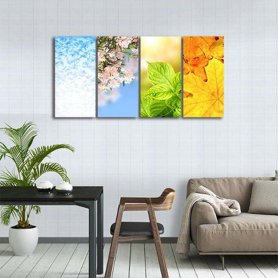 Leaves & Blooms 4 Panels Canvas Wall Art Kitchen