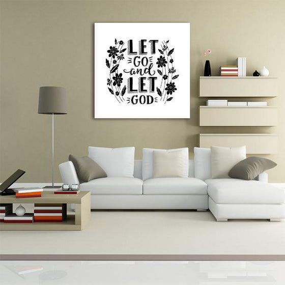 Let Go & Let God Quote Canvas Wall Art Living Room