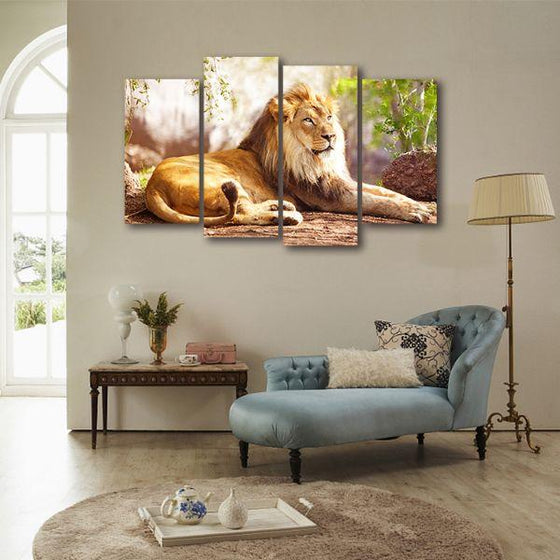 King of the Jungle 4 Panels Canvas Wall Art Bedroom
