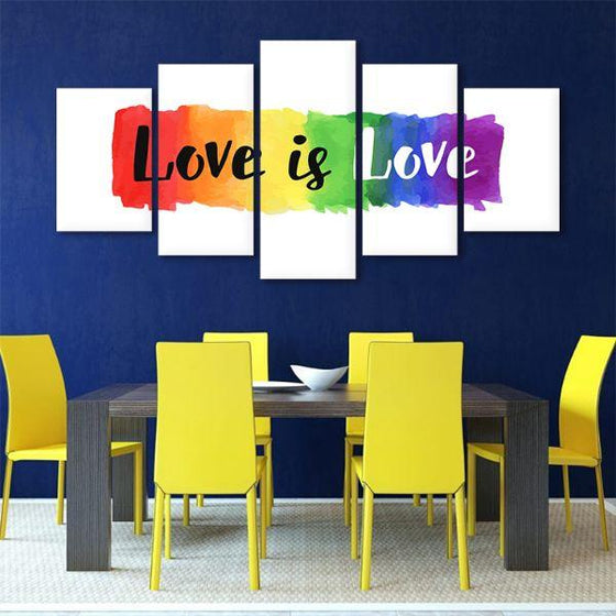 Love Is Love Quote 5 Panels Canvas Art Office