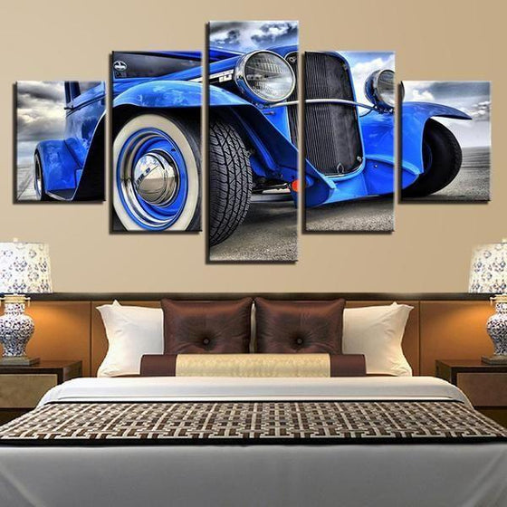 Blue Hot Rod Canvas Wall Art Bedroom